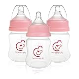 Nenesupply Natural Baby Bottles Newborn Flow Feeding Bottles Breastfeeding Bottle for Breastfed Babies Wide Neck 4.7oz Anti Colic Level 1 Nipple for 0+ Month Infant Replace Spectra Bottles for Pumping