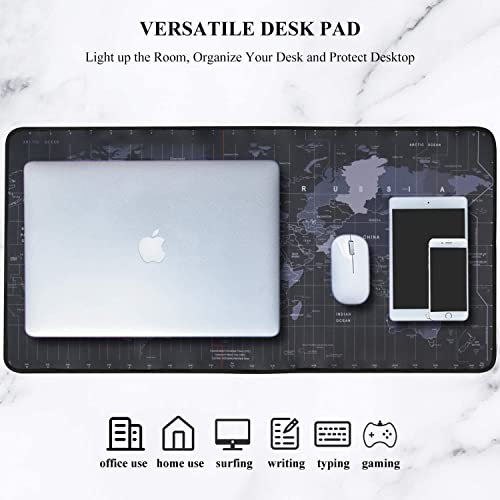 Seagull flight of fashion Large Extended Mouse Pad XXL with Non-Slip Rubber Base, Stitched Edge Mouse Mat for Laptop, Computer & Desk - 60 x 30 x 0.2 cm - World Map