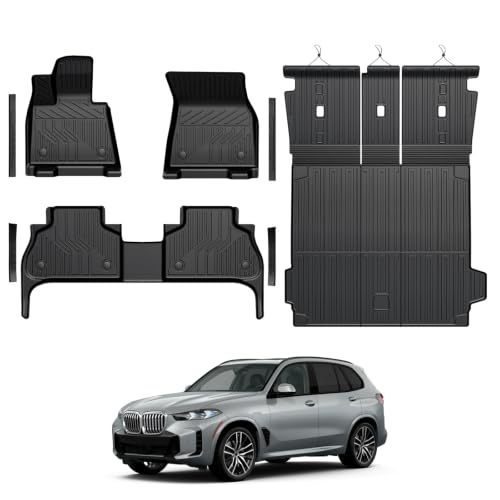 GALVAGNITE Floor Mats for BMW X5 G05 2019-2026 All Weather Floor Mats Trunk Cargo Liner with Backrest Protectors and Door Sill Guards Accessories Full Coverage Set (Only Fit 5 Seats)