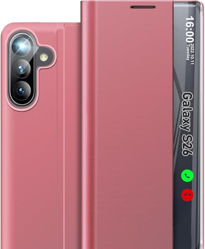 Coque Samsung S26 5G Rose à Rabat Rigide avec Béquille Intégrée