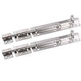  MATEE 2-Pack acero inoxidable Sliding Barril Perno para diversos puerta de madera con tornillos de montaje incluido.