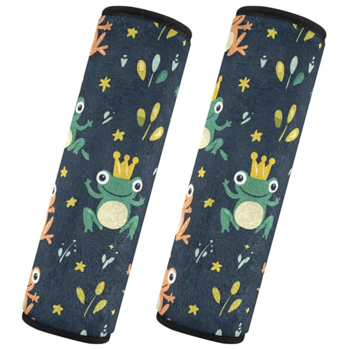 Seat Belt Covers 2 Pack Cute Frogs Crown Car Seat Strap Covers Super Soft Car Seat Neck Cover for Boys Girls Adults Babies S