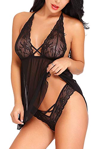 Image of Xs and Os Women's Lace & Polyamide Spandex Floral Above knee Baby Doll
