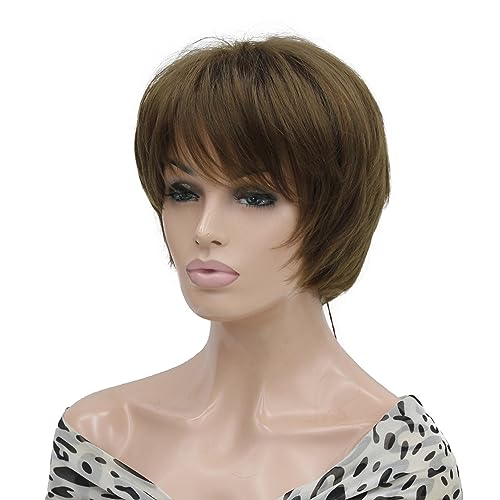 Lydell 8-10" hort Layered Shaggy Heat Resistant Synthetic Wigs Light Reddish Golden Brown - Image 3