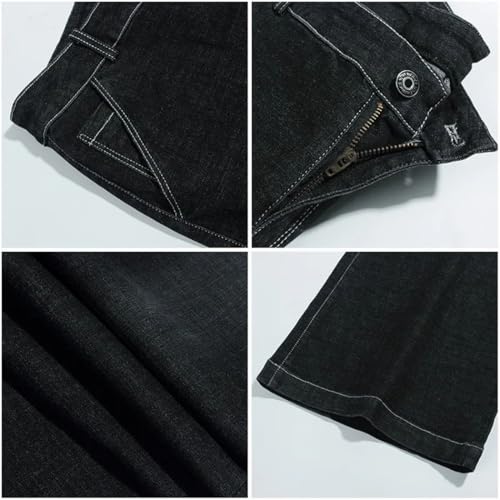 Men's Four Seasons Mid-Waist Straight Jeans Stretch Loose Micro-Flared Casual Denim Pants3