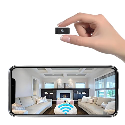 ESTABA Mini cámara espía oculta, batería de larga duración, mini cámara de seguridad inalámbrica WiFi, control de aplicación, cámara de vigilancia más pequeña para habitación con detección de