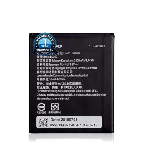 Image of THE BATTERY STORE Original BL242 Battery for Lenovo A6000 / K3 / K30-W / A3860 / A3580 / A3900 / A6010 Battrey with 1 Year Warranty**** (H166)