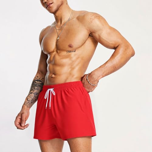 Mens Swim Trunks 5" with Mesh Lining Quick Dry Beach Shorts for Swimming Men Bathing Suit2