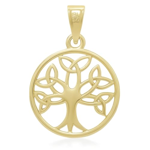 Arbre de vie celtique en or 9 carats, pendentif artisanal de 20 mm fait main