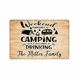 Personalized Camper Doormat Weekend Forecast Camping with a Good Chance of Drinking Custom Camp Door...