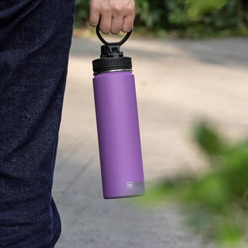 Image of koodee Stainless Steel Water Bottle, 26 oz Double Wall Vacuum Insulsted Sports Bottle with Leakproof Spout Lid (Purple)