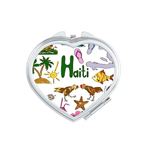 Miroir compact Haïti avec illustration cœur pour retouches