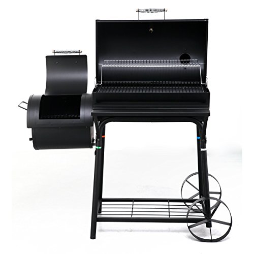 tepro Smoker Biloxi (Holzkohle-Grillwagen mit Rollen) zum Räuchern, BBQ, Grillen, Neben- und Hauptkammer mit Belüftungsregler und Kamin, Thermometer, Maße ca. 126 x 63,5 x 126 cm – Bild 4