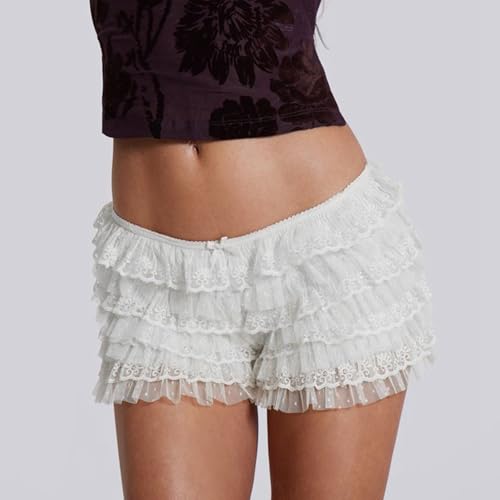 Shorts de encaje gótico elegantes con detalles de volantes 2