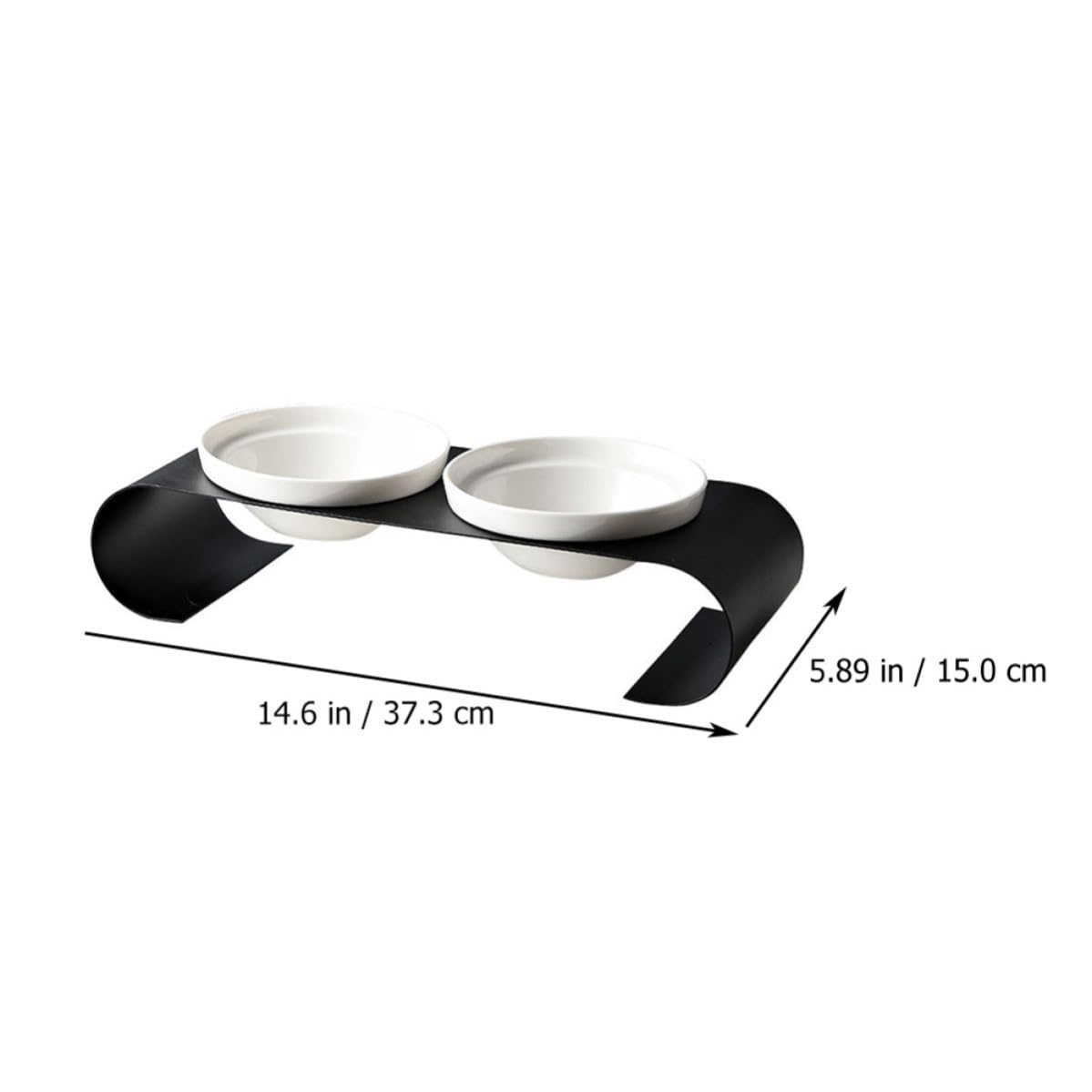 DOITOOL Comedero para Gatos Cuenco Doble de Cerámica y Soporte de Hierro Resistente, Cuenco Elevado Blanco Fácil de Limpiar, Adecuado para Gatos y Perros Pequeños