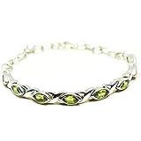 Stein: Peridot 55 Karat Peridot Edelstein Marquise Form 925 Sterling Silber Armband