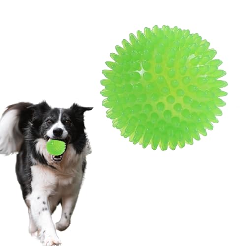 Image of Dog Toy Super Durable TPR Rubber, Ultra Light, Strong & Bouncy|Chew Toy for Dogs and Pets|Durable Natural Rubber Spiked Ball Toy|Chew and Teething Toy for Dogs and Puppies (Green)