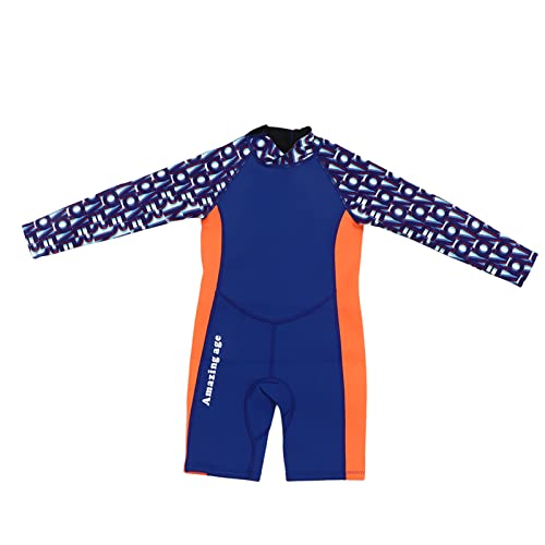 Children Diving Suit Neoprene Nylon Long Sleeve Blue Purple Swimsuit Kids (Size 12)