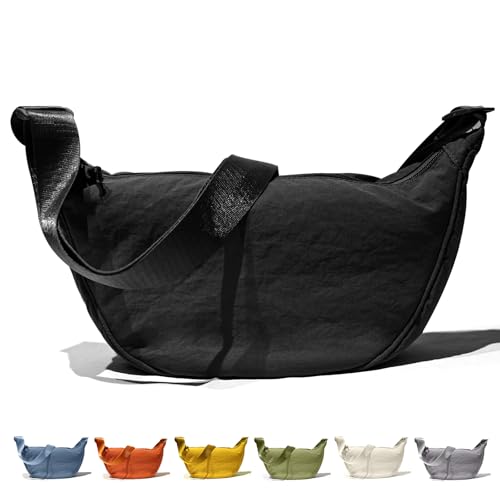 Spacious Crescent Taslon Sling Bag