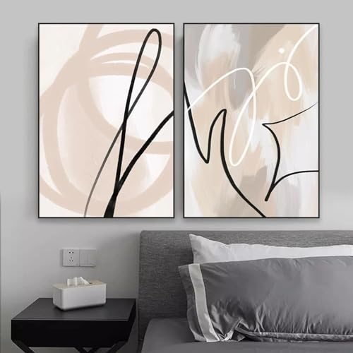 Affiches d'art mural vintage décoration toile minimaliste beige 40x60cm