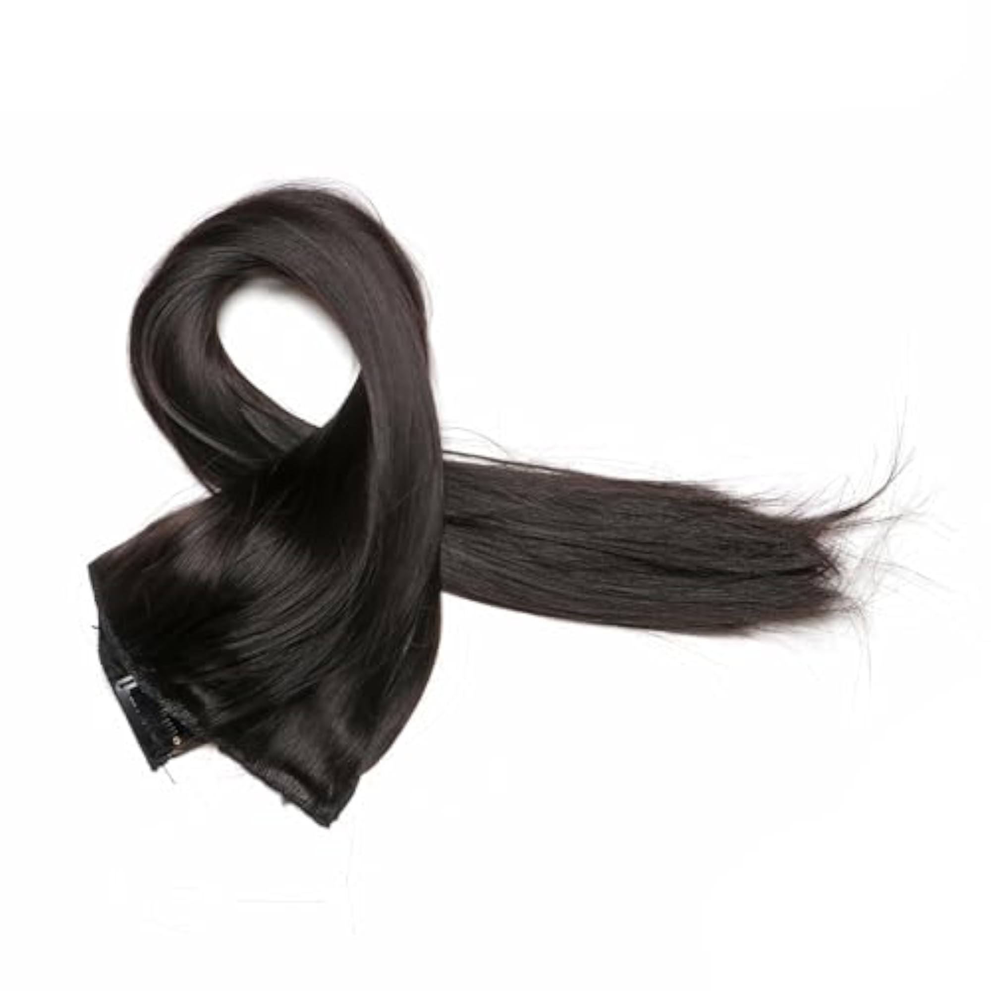 Women's Natural Black Straight Hair Extensions, 24 Inch Clip-In