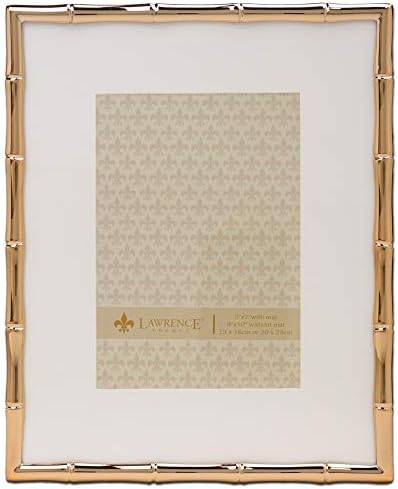 Lawrence Frames Bamboo Design Metal Frame, 8x10, Matted 5x7, Gold