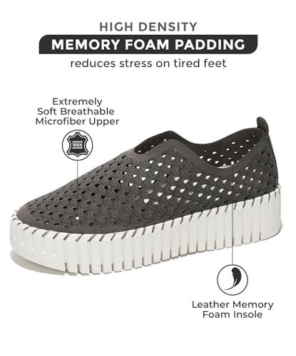 Project Cloud Platform Loafers for Women - Lightweight Spring Shoes for Women - Slip-On Casual Shoes - Non Slip Fashion Sneakers - Leather Insole Womens Footwear (Daffodil, Grey, 6)3