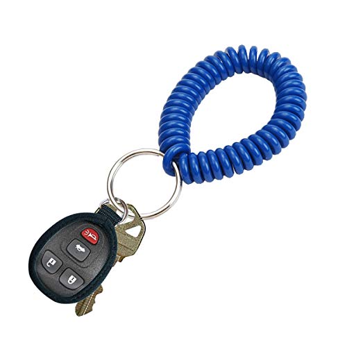 Image of Wrist Coil with Split Key Ring, Blue, PK5