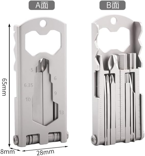 Miniatura 4 de Tarjeta multiherramienta 20 en 1, acero inoxidable, tamaño de bolsillo, con destornilladores, abrebotellas, soporte para teléfono, llave hexagonal,