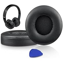 SoloWIT Lambskin Earpads Cushions Replacement for Beats Solo 2 & Solo 3 Wireless On-Ear Headphones, Solo2 Solo3 Ear Pads with High-Density Foam, Added Thickness - Black