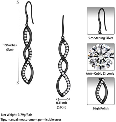 Womens Infinity Symbol Earrings 925 Sterling Silver Zirconia Infinity Infinity Love Hook Drop Earrings Elegant Dangle Earrings CZ Jewelry Gift for Women and Girls Birthday Anniversary Christmas Jewelry Gift
