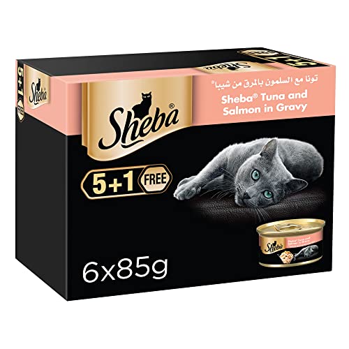 Sheba Cat Food Tuna & Salmon Can Made from Natural Ingredients with Essential Vitamins and Minerals this Sheba Wet Food is Made with a Grain Free Formula Suitable for Sensitive Cats Pack of 6x85g