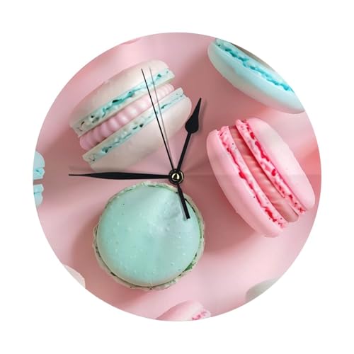 TZTTZT Horloge murale pour décoration de salon, horloge murale pastel macarons délicieux, fonctionne à piles, silencieuse, sans tic-tac, horloge murale moderne de...