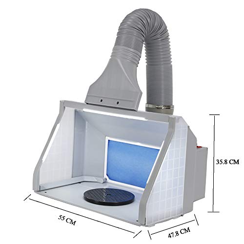 T Togush Professional Airbrush Spray Booth With 3 Led Light Turn Table Large Capacity Portable Paint Spray Booth For Cake Hobby Model Airplane Crafts Painting #TOP1