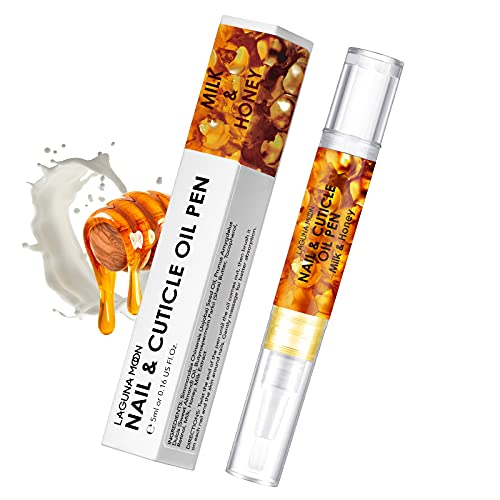 Lagunamoon Cuticle Oil Pen for Nail Care 5ml Nail Oil Pen with Natural Ingredients to Moisturize and Nourish Dry Nails and Cuticles Cuticle Oil to Prevent Nail Cracking and Hangnails Milk & Honey