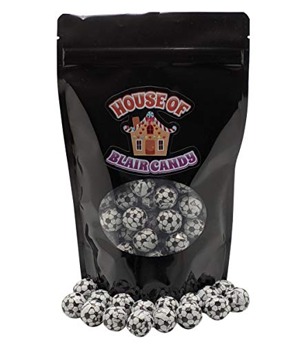 Chocolate Soccer Balls - 1 LB Resealable Stand Up Bulk Candy Bag (approx. 80 pieces) - Individually Wrapped Mini Chocolate Balls - American Soccer Themed Novelty Candy
