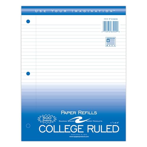 Printemps Filler Paper 500 feuilles lignées | Fini les notes désordonnées en format 21,6x27,9