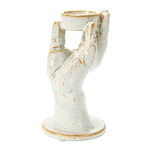 Bloomingville Stoneware Hand Tealight, Reactive Glaze, Cream Color (Each One Will Vary) Candle Holder #TOP4