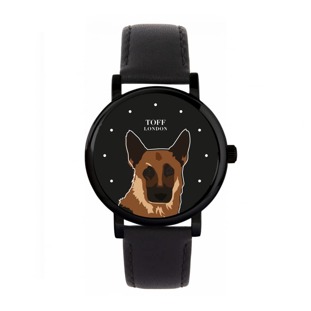 Toff London Brown German Shepherd Dog Watch Ladies 38mm Case 3atm Water Resistant Custom Designed Quartz Movement Luxury Fashionable