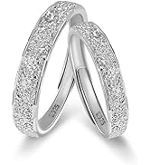 Meissa Couple Rings Wedding Band for Men and Women 925 Sterling Silver Stone Finish Couple Rings ...