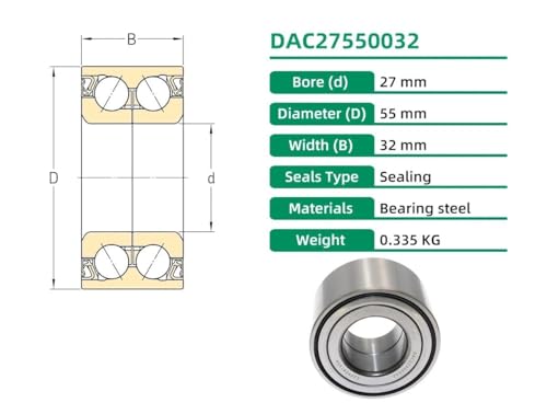 Roulement de roue avant DAC27550032 haute résistance 27x55x32 mm à double rangée - 7
