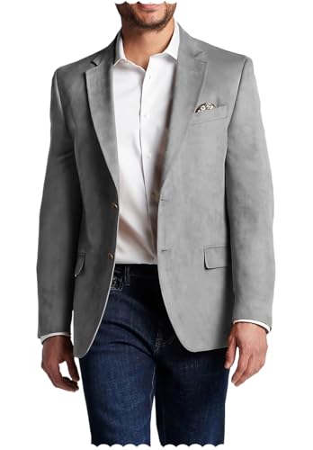 Men's Faux Suede Suit Jacket Slim Fit Single Breasted Two Button Cowboy Style Lightweight Blazer Sports Coat