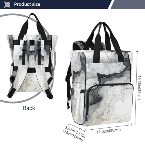 Sac à dos à langer marbre gris blanc grand format pour maman et papa - 3