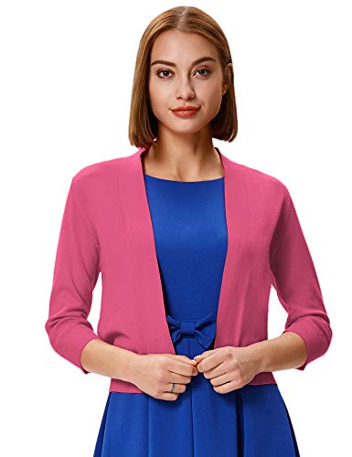 Image of GRACE KARIN Women Cardigan Sweaters Lightweight Knit Cropped Cardigans Trendy 3 /4 Sleeve Shrug Bolero S-3XL