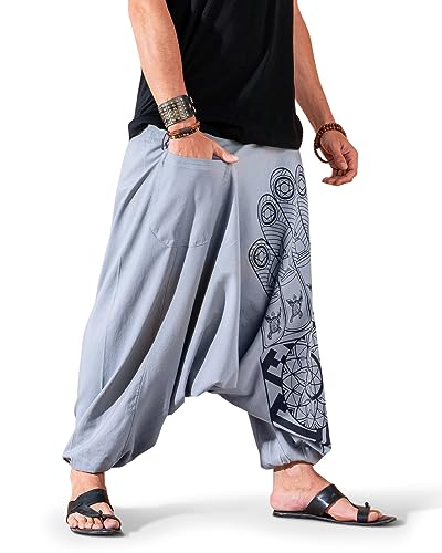 Image of The Veshti Company Printed Harem Pants for Men's Cotton Hippie Style Baggy Boho Yoga Pajama Pant with Pocket
