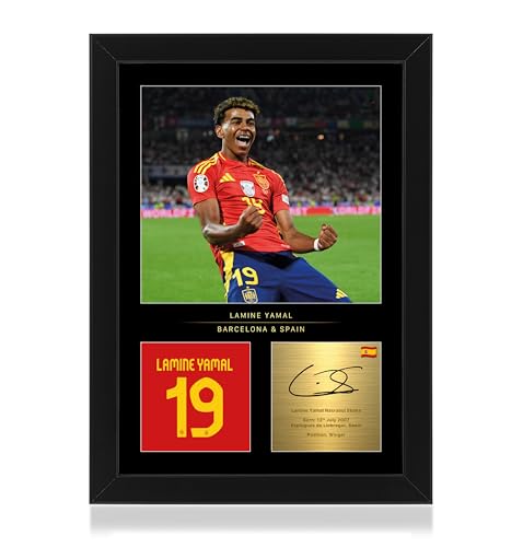 WIN FC Lamine Yamal - Affiche A4 avec photo imprimée et signature numérique, idée cadeau pour les fans d’Espagne et de Barcelone