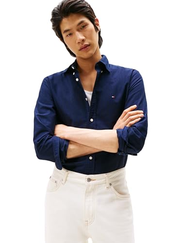 Image of Tommy Hilfiger Men's Long Sleeve Oxford Shirts in Regular Fit, Men's Button Down Shirts, Also Available in Big and Tall