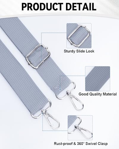Image of eZAKKA Purse Straps Replacement Crossbody, Wide Purse Strap Crossbody Shoulder Straps Adjustable for Canvas Bag Crossbody Handbag, 3 Colors