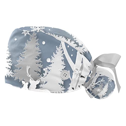Casquettes de travail respirantes et chapeaux bouffants JDEZ élan de Noël pour homme femme
