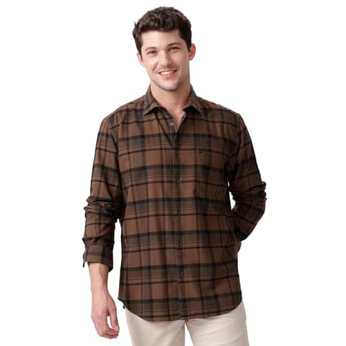 Image of BASICS 100% Cotton Checked Shirt for Men | Slim Fit | Everyday Smart Casual Wear | Full Sleeve